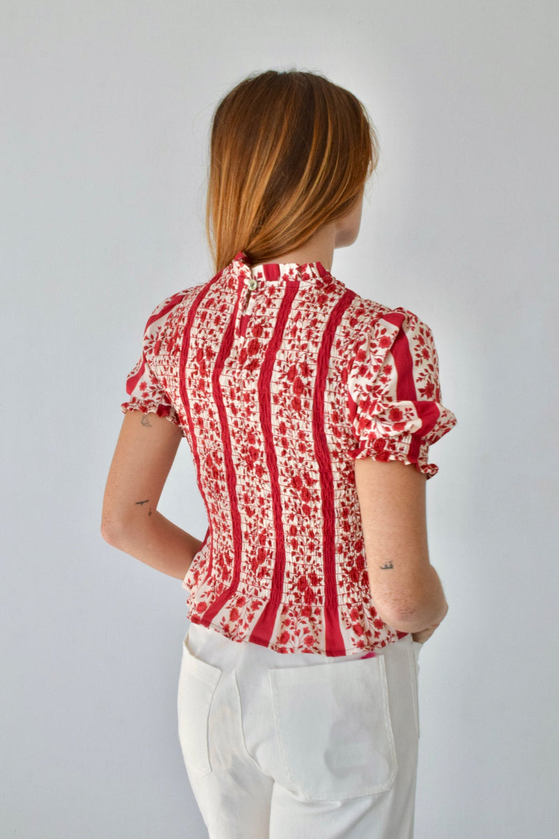 Blouse Chía Flores Rouge Manga Corta