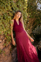 Vestido Kala Topos Burdeos