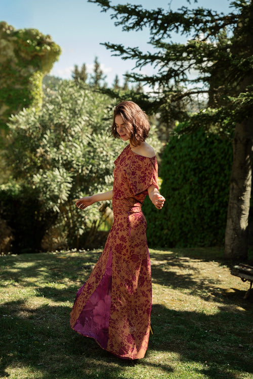 Jimena Bougainvillea and Ocher Reversible Skirt