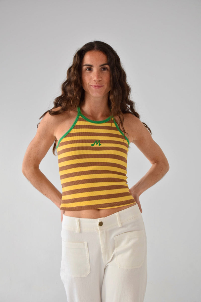 Top Moni Jaune y Marron