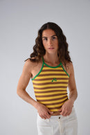 Top Moni Jaune y Marron