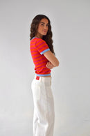 Top Tiara Orange y Fuchsia