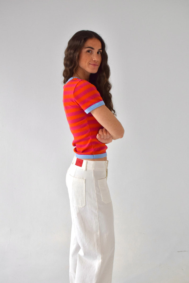 Top Tiara Orange y Fuchsia