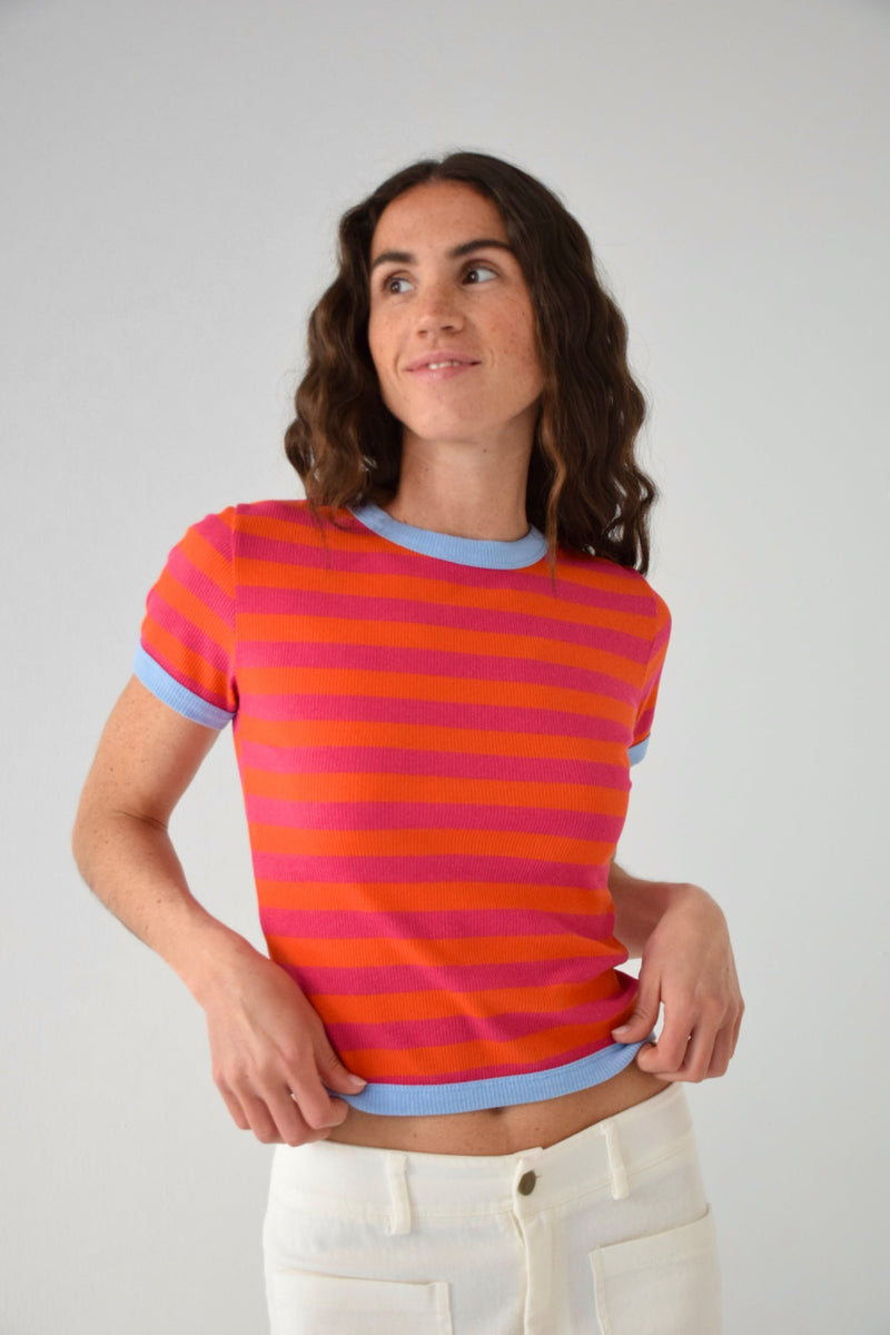 Top Tiara Orange y Fuchsia