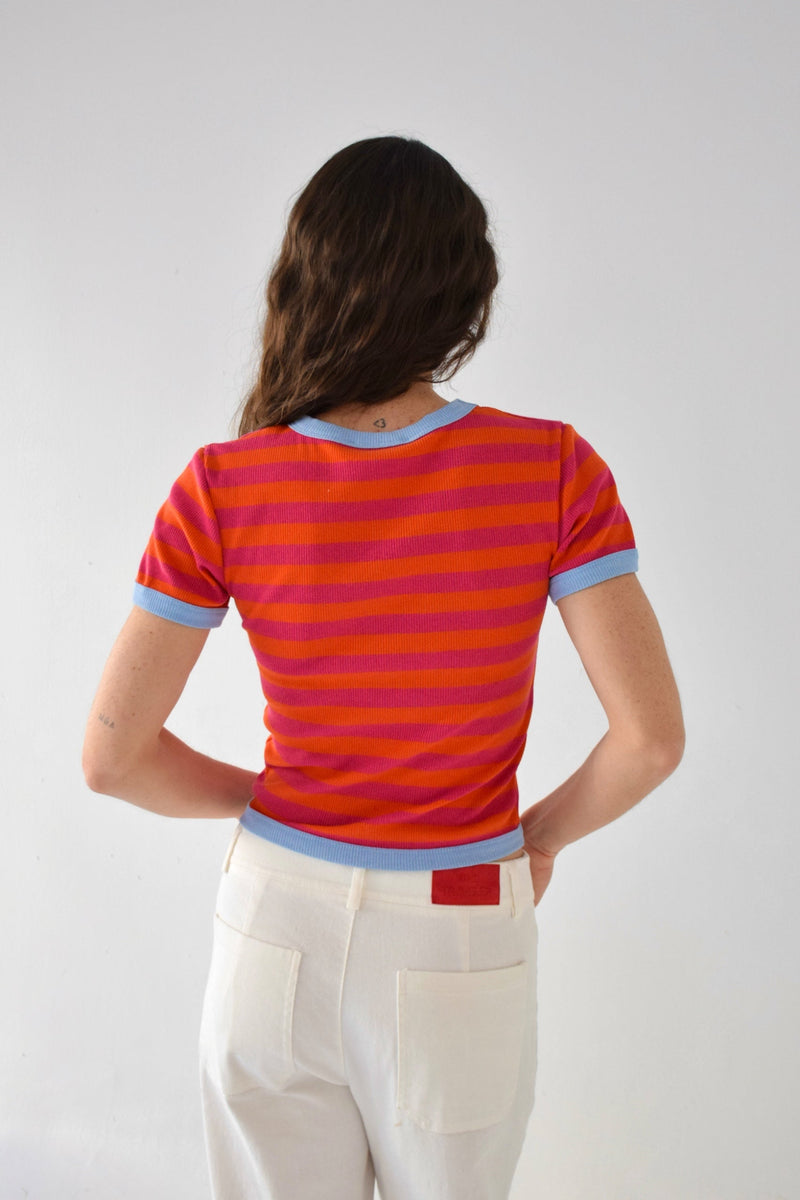 Top Tiara Orange y Fuchsia
