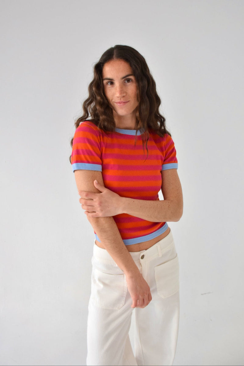 Top Tiara Orange y Fuchsia