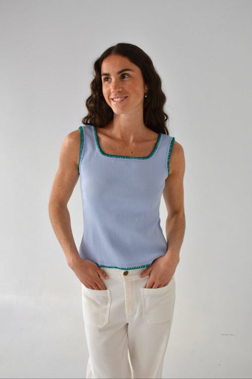 Top Miriam Light Blue and Green