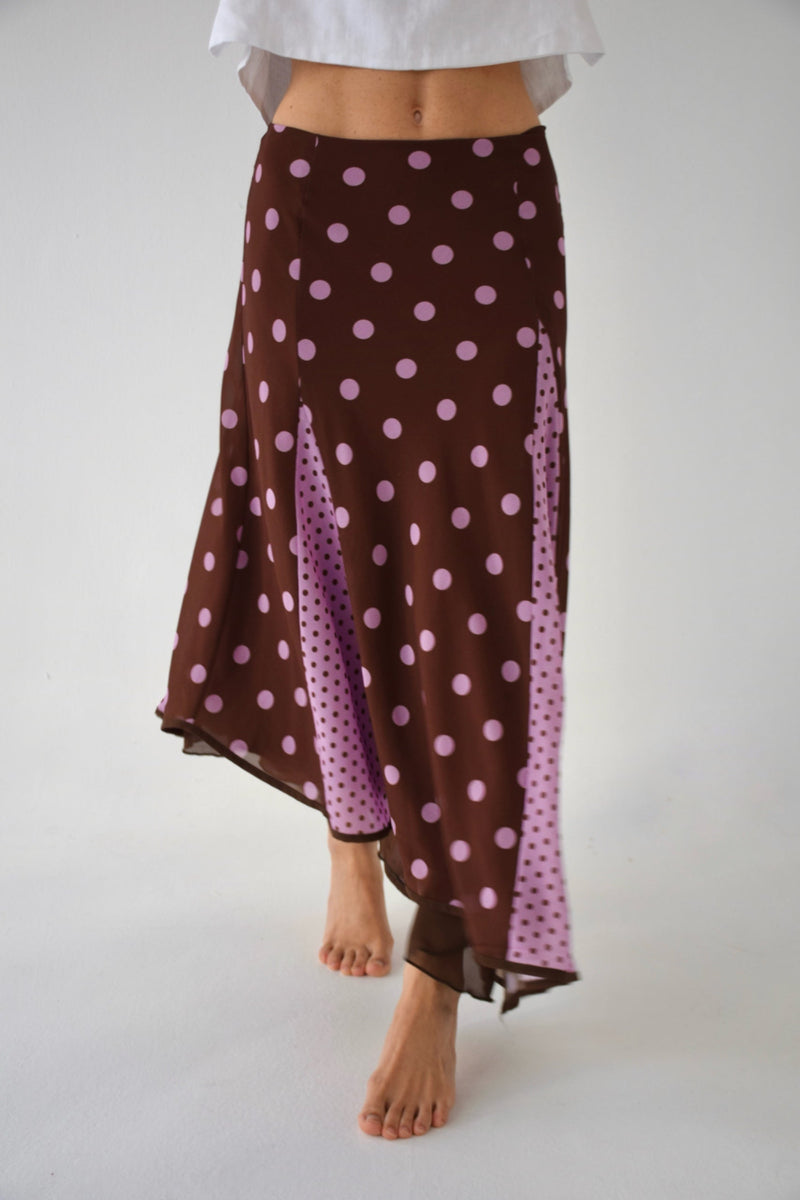 Jupe Jimena Topos Marron y Rose