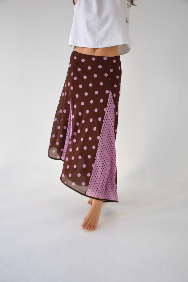 Jupe Jimena Topos Marron y Rose