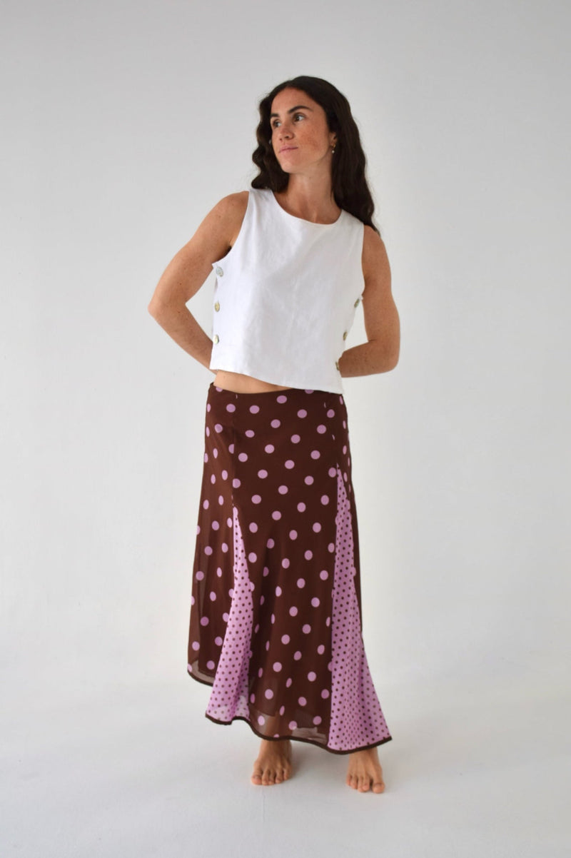Jupe Jimena Topos Marron y Rose