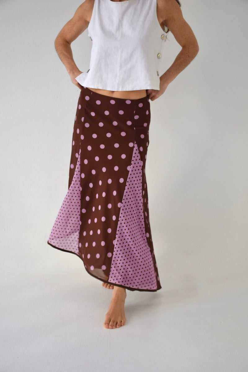 Jupe Jimena Topos Marron y Rose