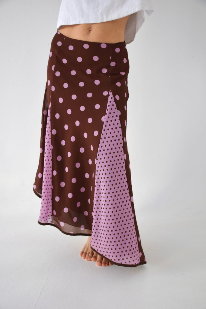 Jupe Jimena Topos Marron y Rose