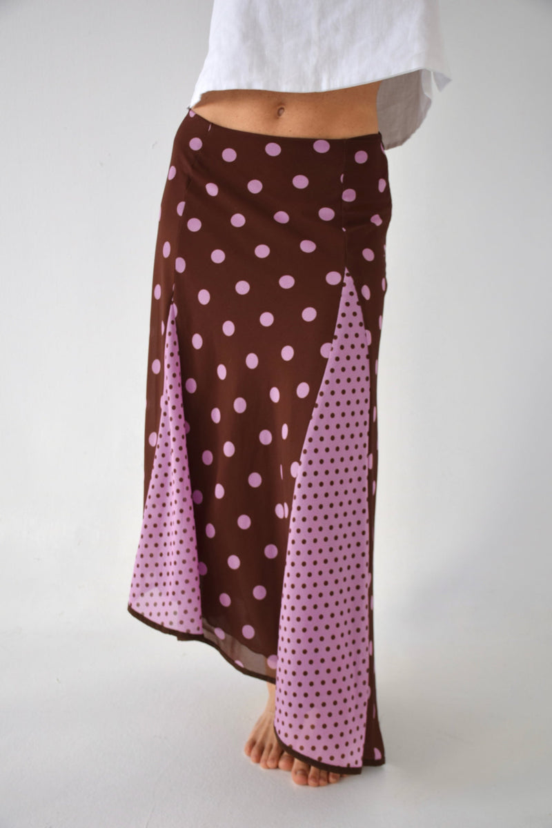 Jupe Jimena Topos Marron y Rose