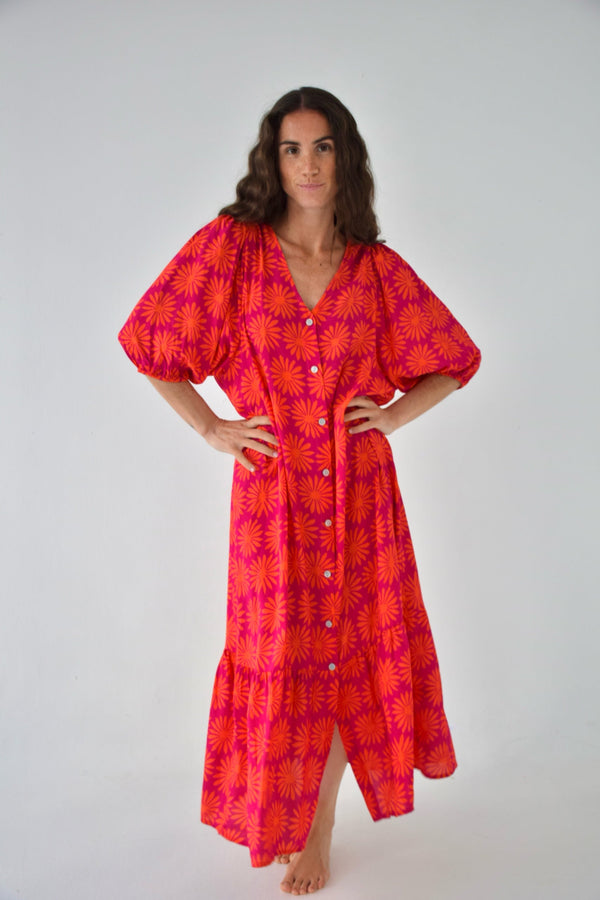 Robe Mica Fleurs Rose