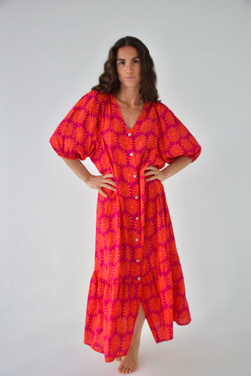 Mica Flores Dress Pink