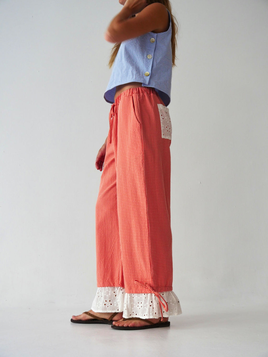 Pantalon Claudia Vichy Orange