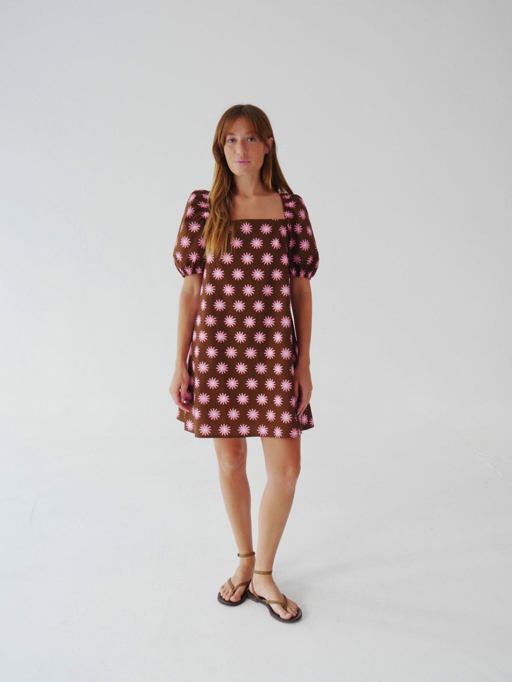 Robe Bruna Sol Marron Et Rose