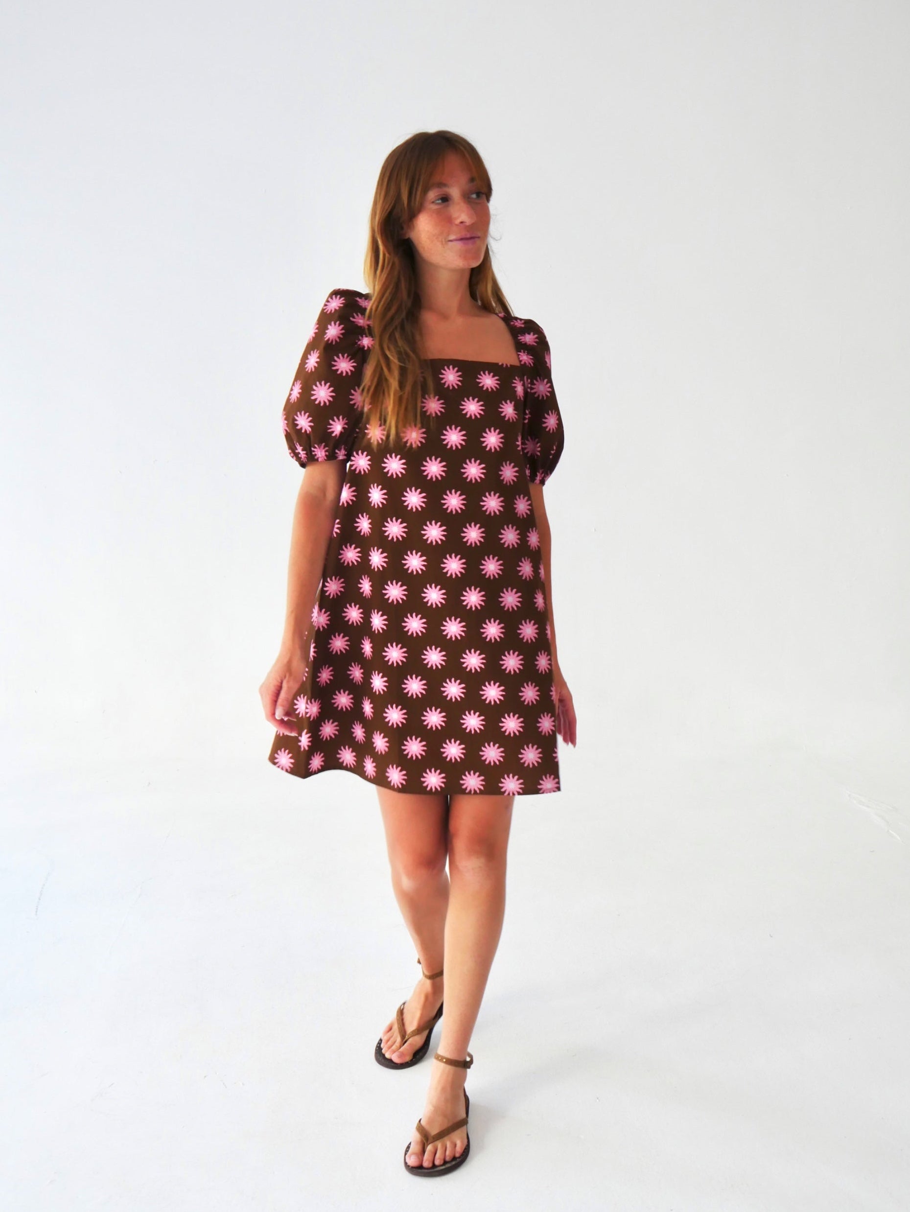 Robe Bruna Sol Marron Et Rose