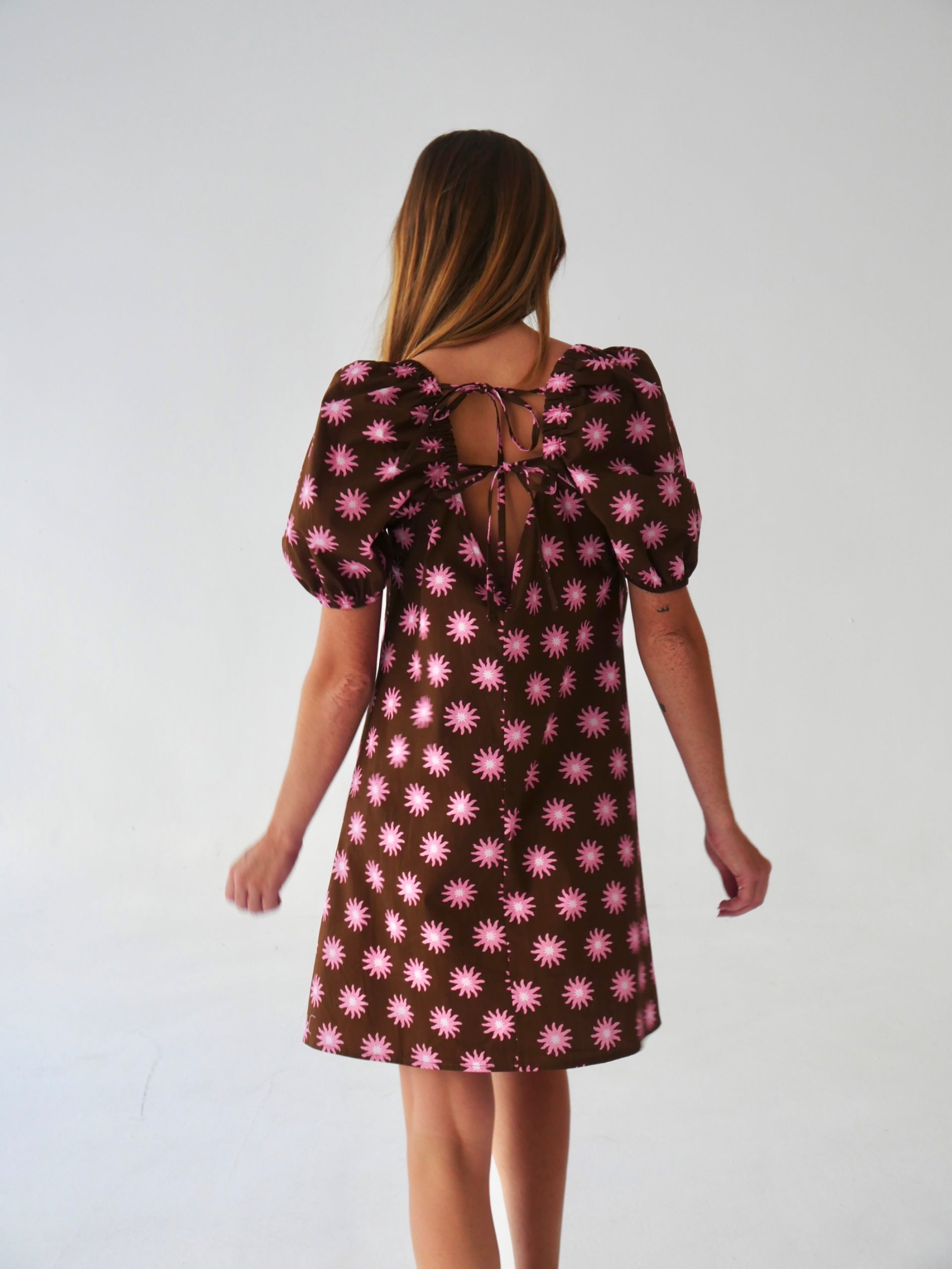 Robe Bruna Sol Marron Et Rose
