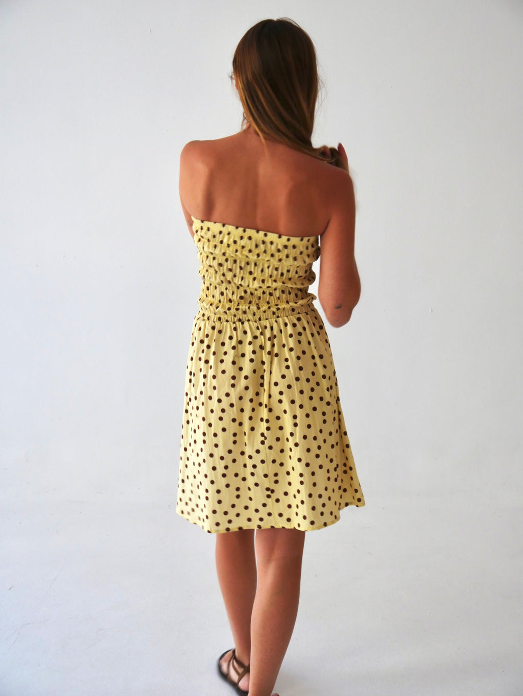 Robe Emily Pois Court Jaune