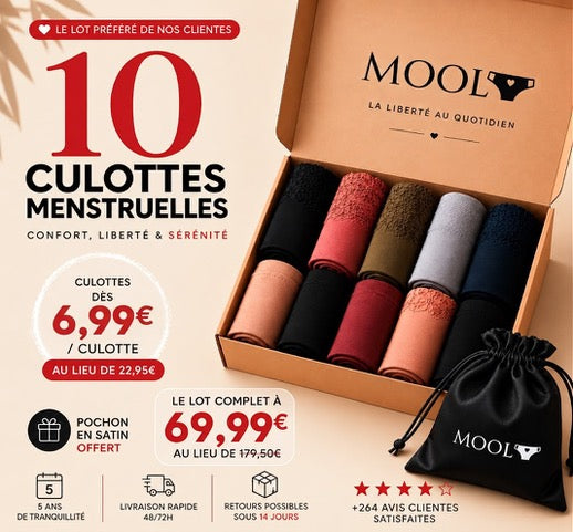 Pakke med 10 trusser - alle blødninger - 3XS til 8XL