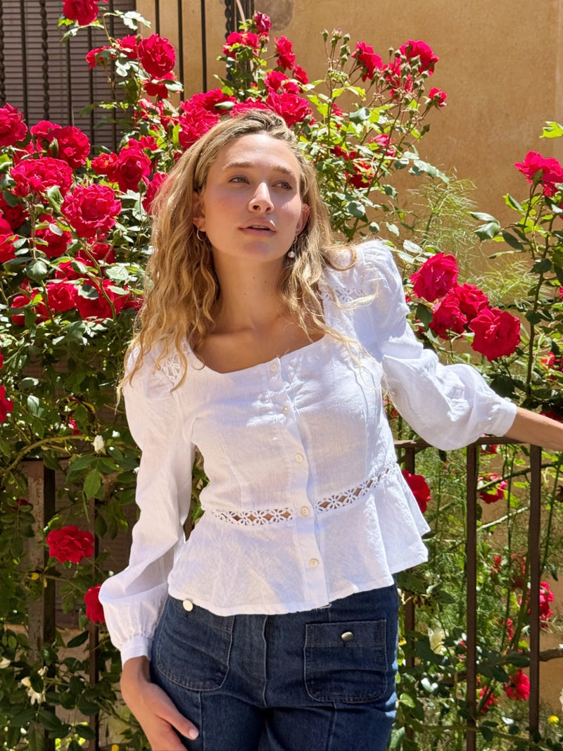 Blusa Roma de lino blanca