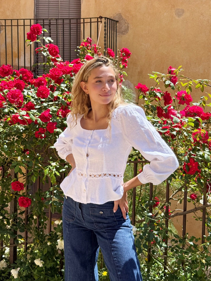 Blusa Roma de lino blanca