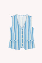 Camiseta sin mangas Ana de lino azul