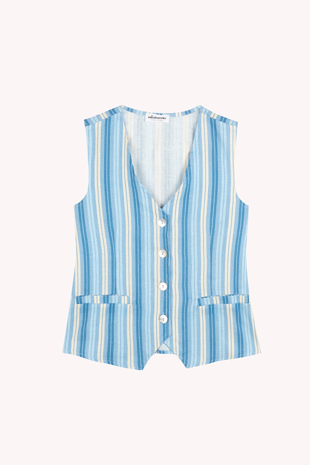 Camiseta sin mangas Ana de lino azul