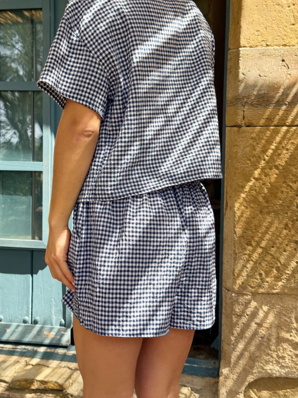 Navy Blue Maria Gingham Shorts