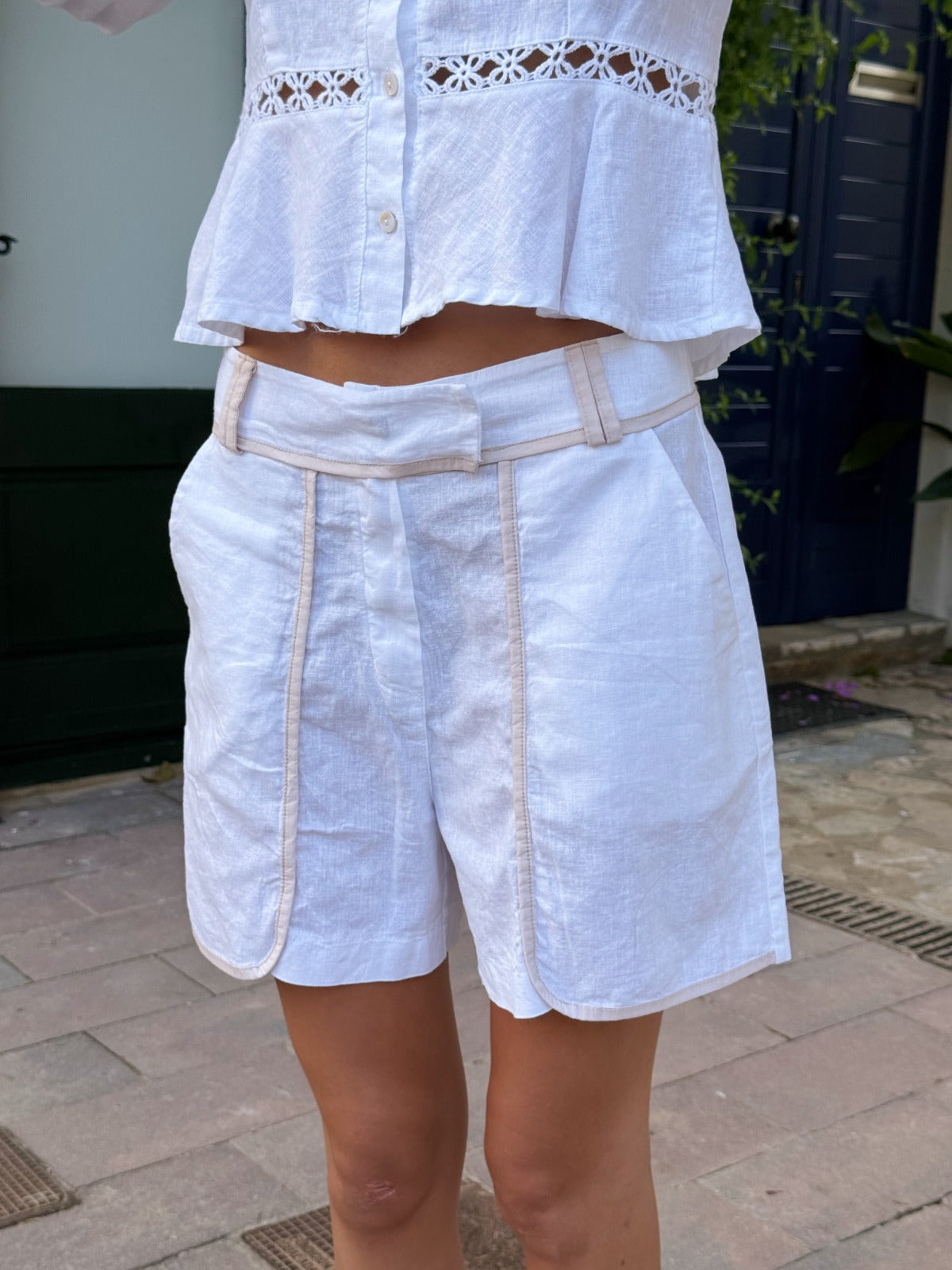 Short Roma Lino Blanc