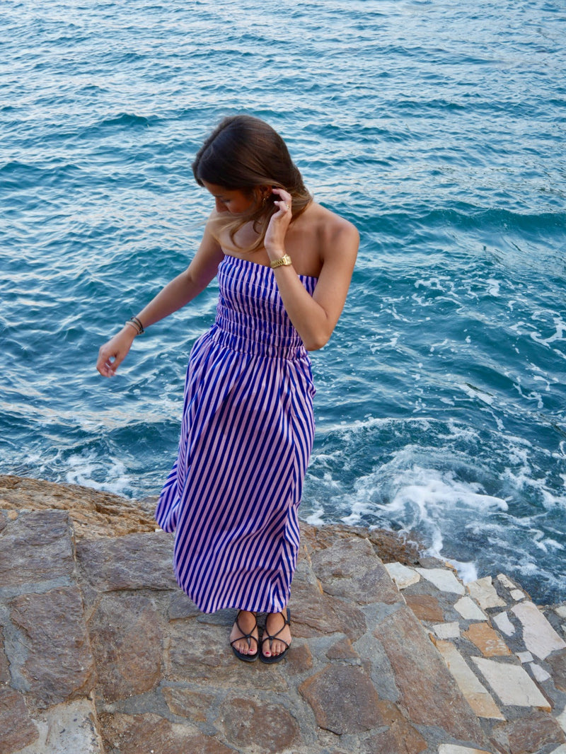 Robe Rayée Bleue Et Rose Emily