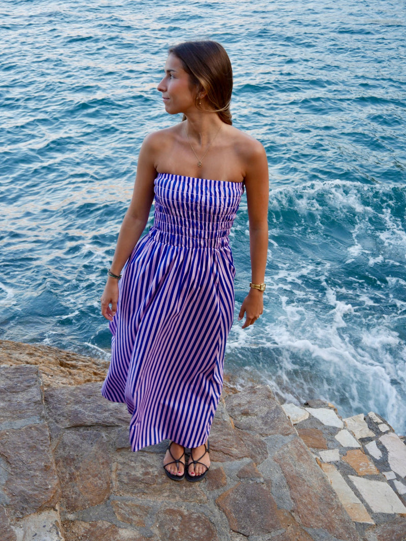 Robe Rayée Bleue Et Rose Emily