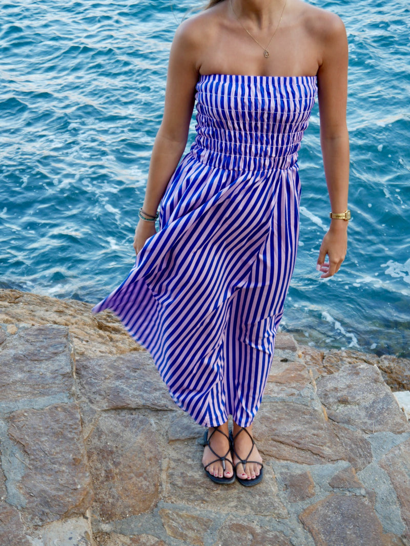 Robe Rayée Bleue Et Rose Emily