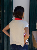 Gilet Julieta Beige Et Rouge
