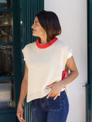 Gilet Julieta Beige Et Rouge