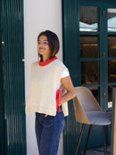 Gilet Julieta Beige Et Rouge