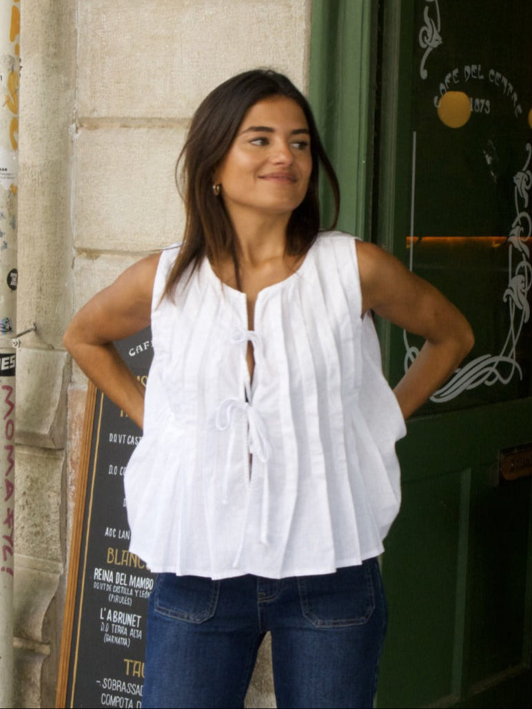 Top de lino blanco Gigi