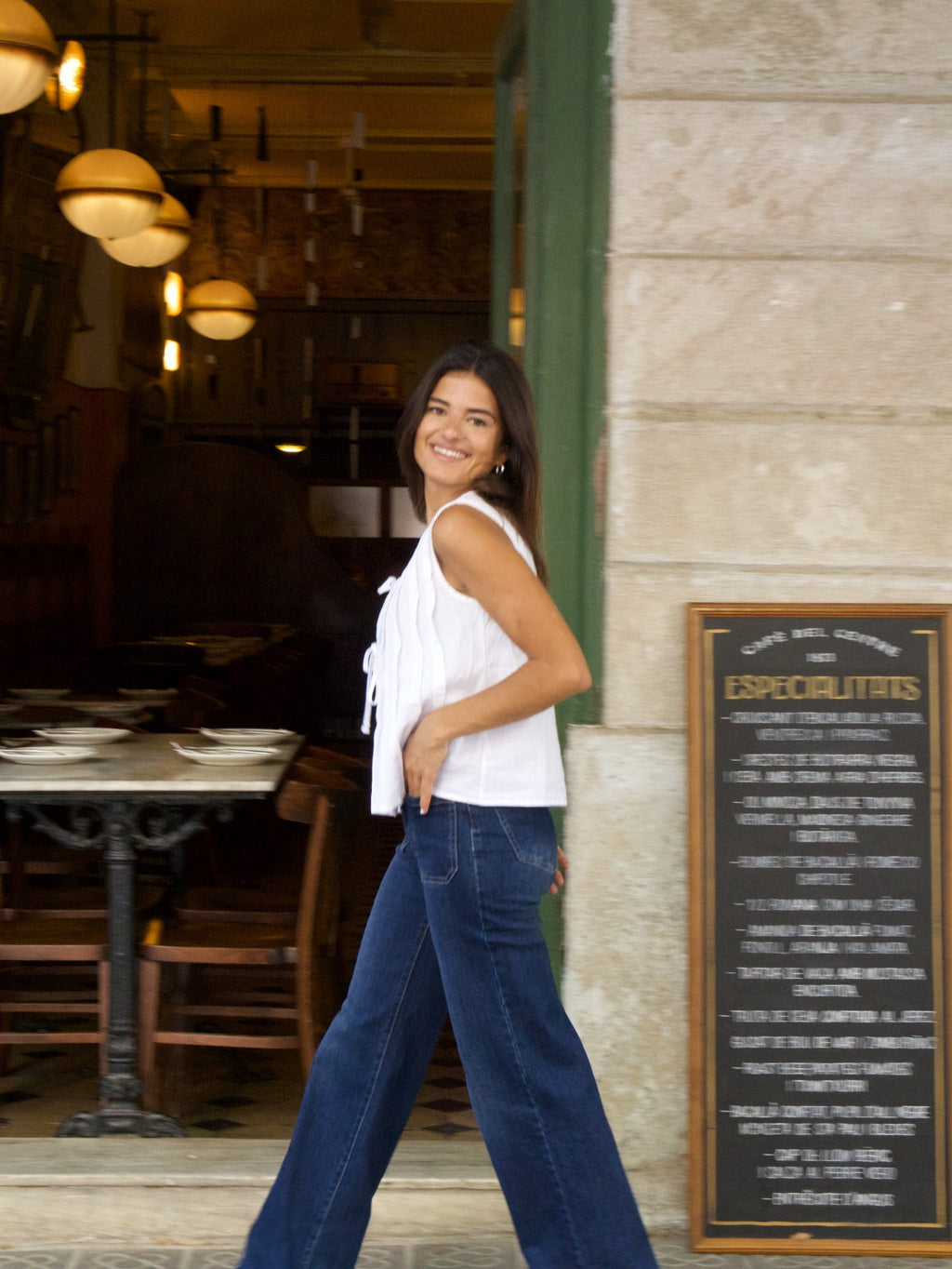 Top de lino blanco Gigi