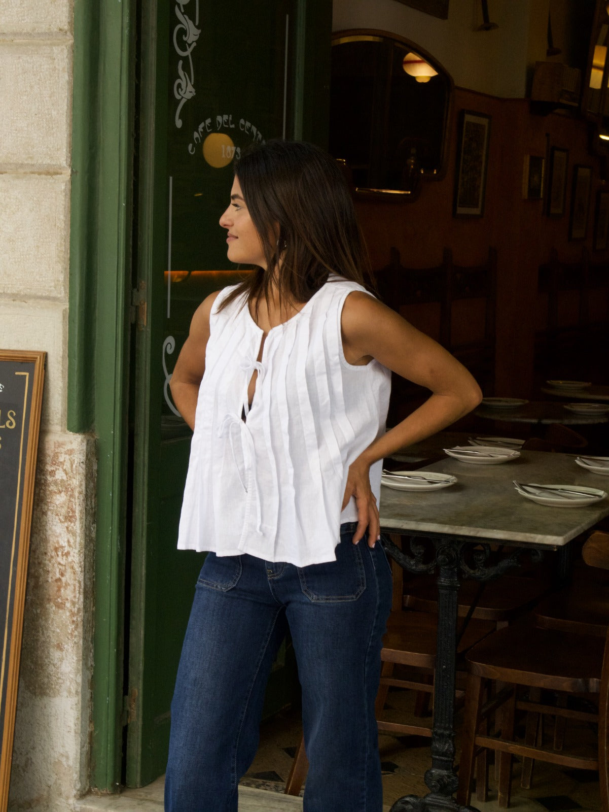 Top de lino blanco Gigi