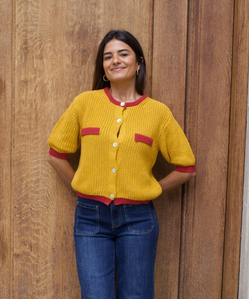 Cardigan En Coton Moutarde Mia