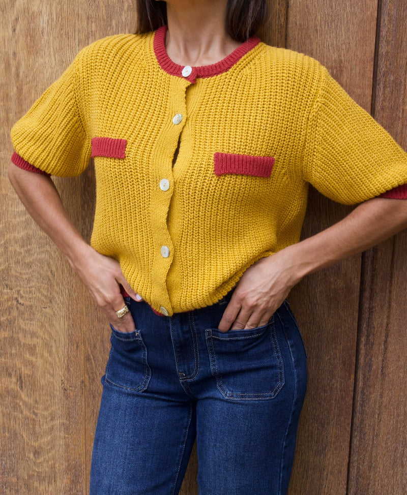 Cardigan En Coton Moutarde Mia