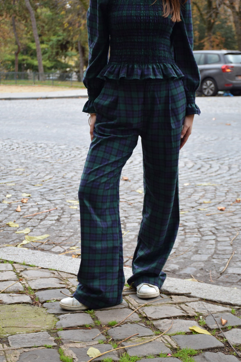 Pantalon Alia Vert Et Bleu Marine