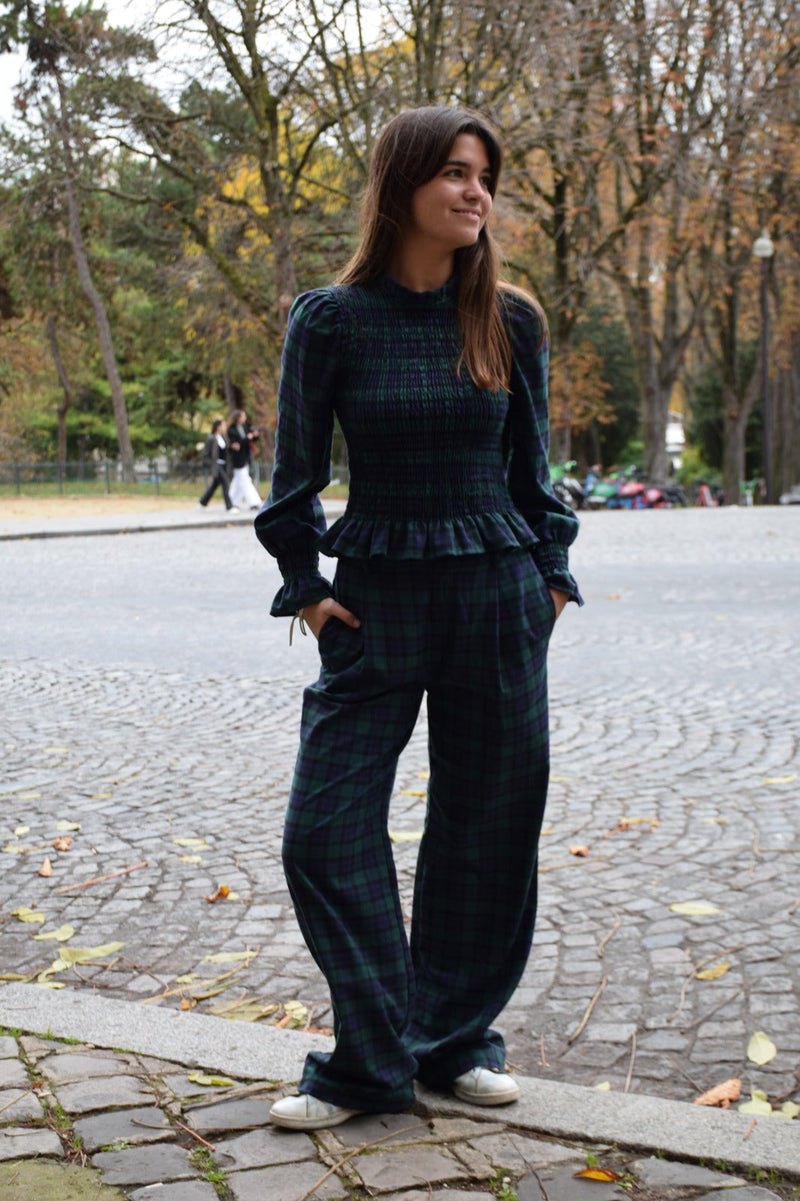 Pantalon Alia Vert Et Bleu Marine