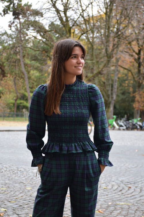 Chemisier Chia Vert Et Bleu Marine