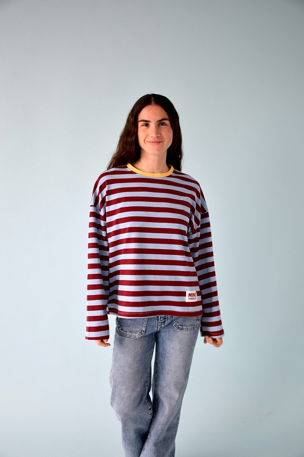 Núria Blue and Burgundy T-Shirt