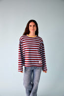 T-Shirt Núria Bleu y Burgundy