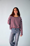 T-Shirt Núria Bleu y Burgundy