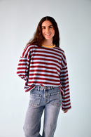 T-Shirt Núria Bleu y Burgundy