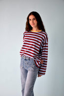 T-Shirt Núria Bleu y Burgundy